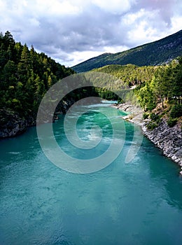 Turquoise water of the Finna river in Norway