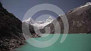 turquoise water of laguna paron in the andes mountains