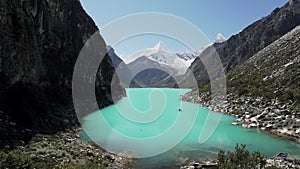 turquoise water of laguna paron in the andes mountains