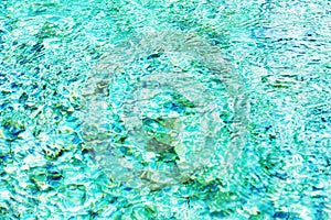 Turquoise water surface. Water fluctuations copy-space. Spa concept background