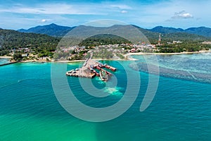 Turquoise water with view to the island ko phangan