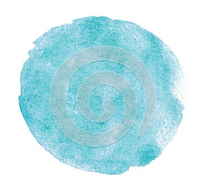 Turquoise watercolor clip art hand paint on white background, artistic brush strokes