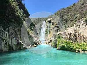 Turquoise Waterfall Huasteca Potosina Mexico photo
