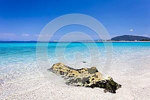 Turquoise waters of Agios Ioannis Beach at Lefkada, Greece