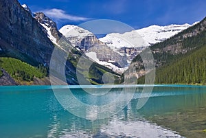 Turquoise waters of lake louise