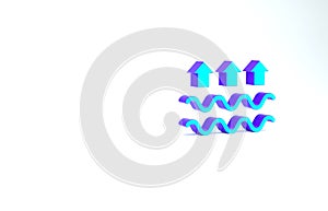 Turquoise Waves of water and evaporation icon isolated on white background. Minimalism concept. 3d illustration 3D
