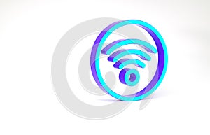 Turquoise Wi-Fi wireless internet network symbol icon isolated on white background. Minimalism concept. 3d illustration