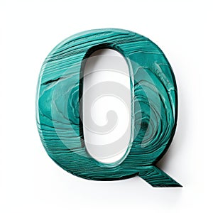 Turquoise Wood Letter Q: Flowing Textures And Optical Effects