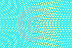 Turquoise yellow dotted halftone. Vertical grunge dotted gradient.