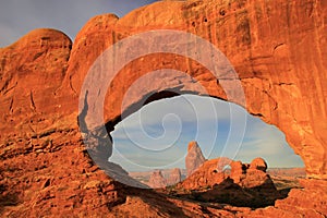 Turret Arch seen from North Window Arch, Arches National Park, U