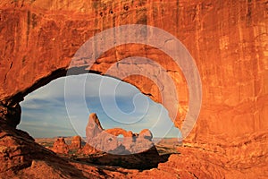 Turret Arch seen from North Window Arch, Arches National Park, U