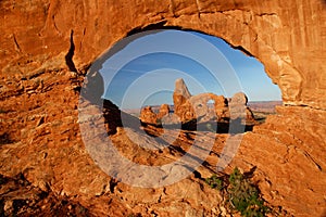 Turret Arch seen from North Window Arch, Arches National Park, U