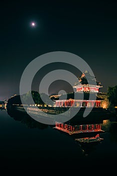 The turret of beijing forbidden city in night