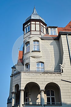 Turret and facade Art Nouveau building