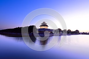 The turret and moat in beijing forbidden city