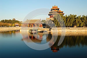 Turret, moat, forbidden city photo