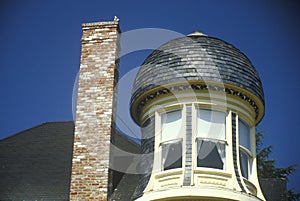 Turret next to chimney in house, Napa, CA