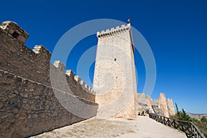 Turret and rampart in castle of Penaranda de Duero