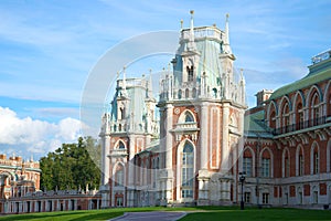 Turrets of the Big Tsaritsyno palace in the September day. Moskow