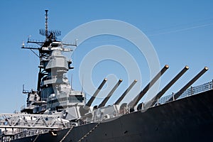 Turrets on navy battle ship photo