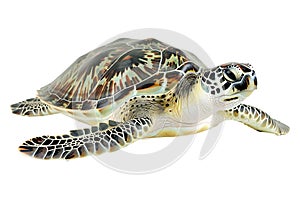 Turtle alone against transparent backdrop