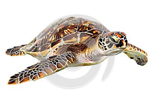 Turtle alone against transparent backdrop