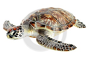 Turtle alone against transparent backdrop