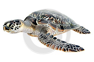 Turtle alone against transparent backdrop