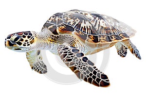 Turtle alone against transparent backdrop