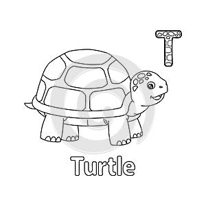 Turtle Alphabet ABC Coloring Page T