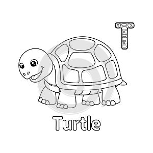 Turtle Alphabet ABC Coloring Page T