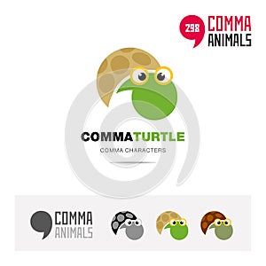 Turtle animal concept icon set and modern brand identity logo template and app symbol based on comma sign