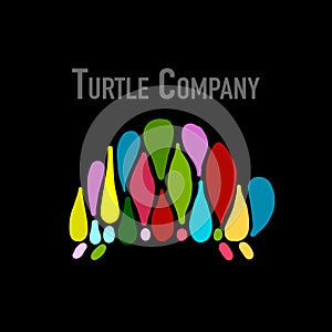 Turtle colorful logo, black silhouette for your design