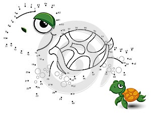 Turtle Connect the dots and color photo