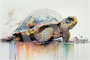 Turtle drawing with bit of watercolour