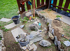 Turtle enclosure is designed in the garden