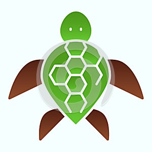 Turtle flat icon. Ocean or sea kareta tortoise illustration isolated on white. Marine turtle-shell animal gradient style