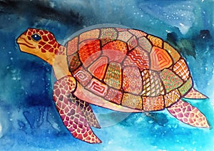 Turtle with geometric patterns