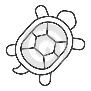 Turtle with hard shell thin line icon, domestic animals concept, tortoise sign on white background, Turtle icon in photo