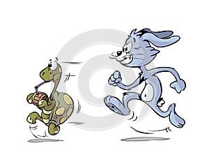 Turtle and hare running