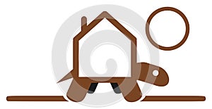 Turtle with house, icon, logo, colors, isolated.