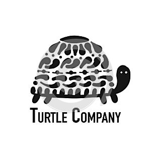 Turtle logo, black silhouette for your design