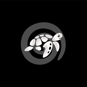Turtle logo vector on black background, tortoise icon vector