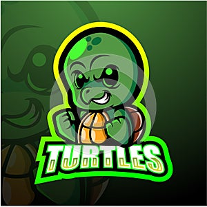 Turtle mascot esport logo design