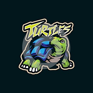 Turtle mascot logo design with modern illustration concept style for badge, emblem and t shirt printing. Cute turtle illustration