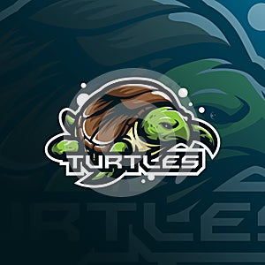 Turtle mascot logo design vector with modern illustration concept style for badge, emblem and t shirt printing. sea turtle