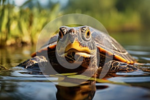 Turtle pokes its head out of the water by Generative AI