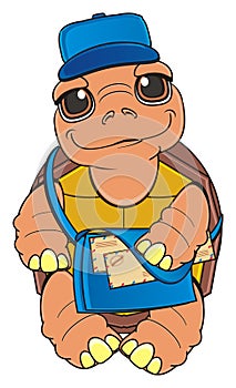 Turtle postmen in cap