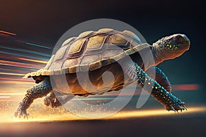 Turtle running at lightspeed. Generative AI