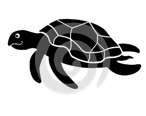 Turtle sea animal silhouette - vector template for logo or pictogram.